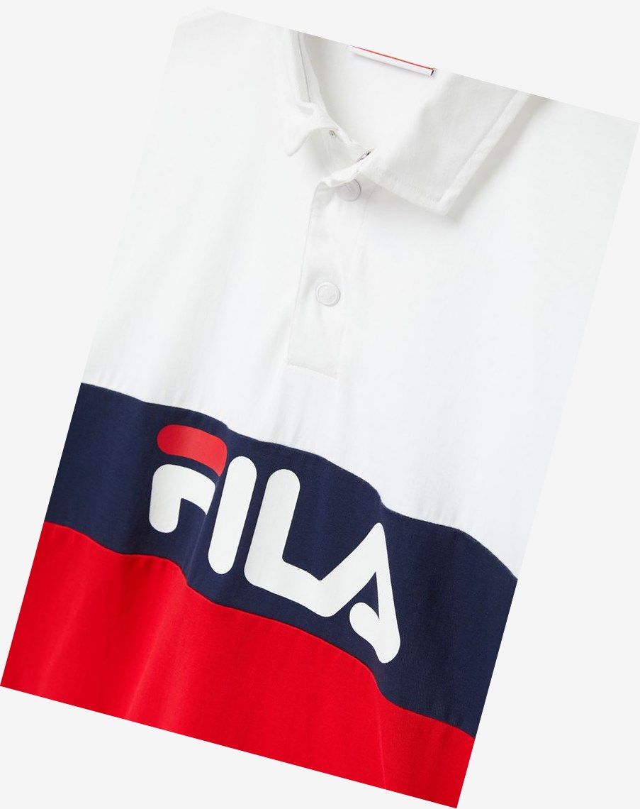 Fila Syd Long Sleeve Polo Blancas Rojas | 37BPDCUJR