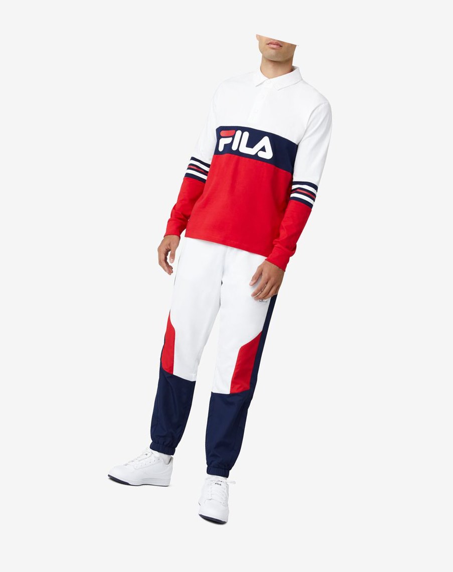 Fila Syd Long Sleeve Polo Blancas Rojas | 37BPDCUJR