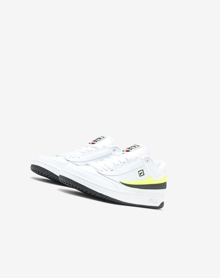 Fila T-1 Mid Tenis Shoes Blancas Amarillo Negras | 91PDCZLRN