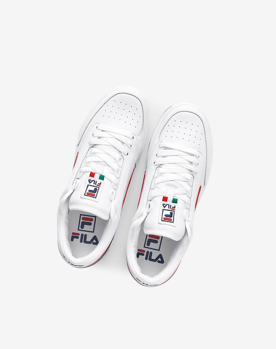 Fila T-1 Mid Tenis Shoes White/Fnvy/Fred | 08BFULZRK