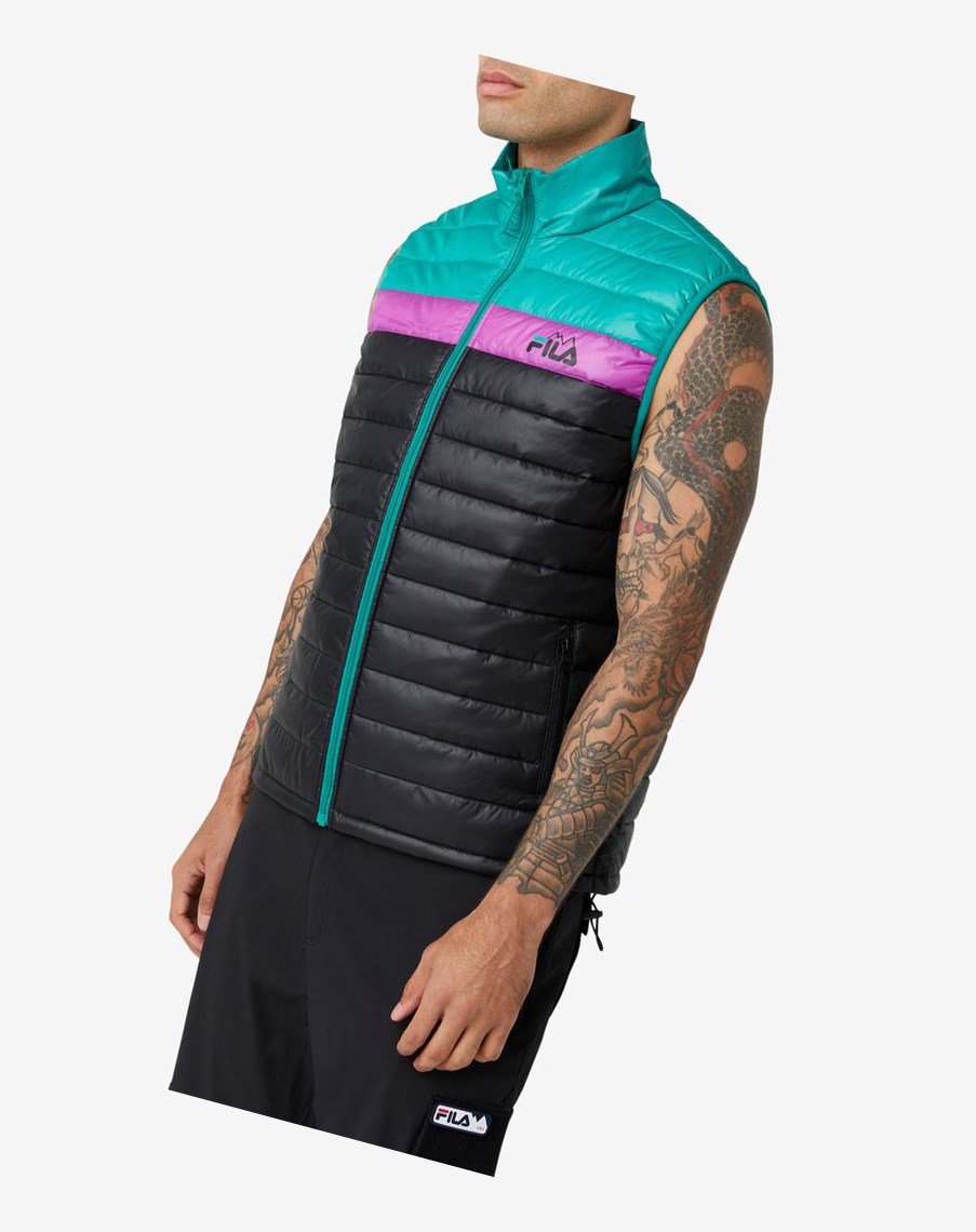 Fila Tri Vest Negras Verde Moradas | 27NMVCOTD