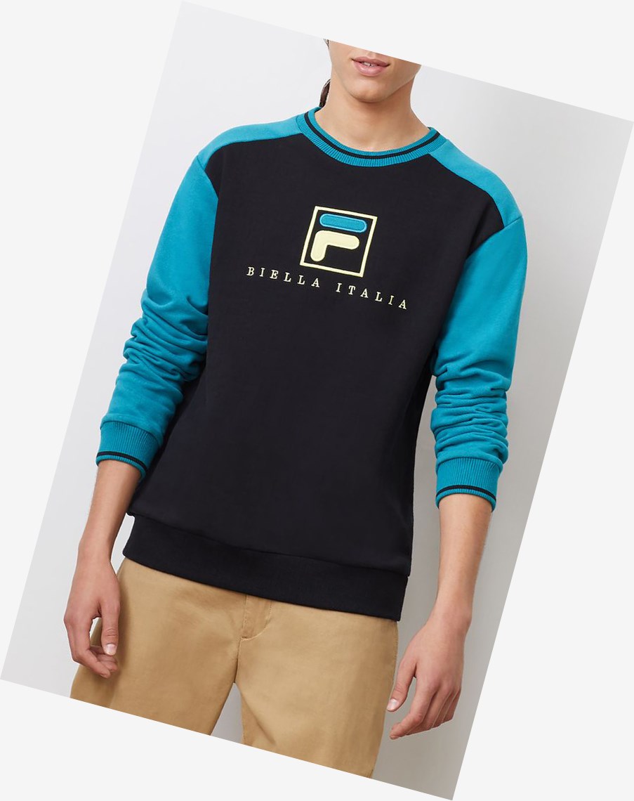 Fila Ventura Sweatshirt Blk/Hblu/Gfus | 39MNKZRPQ