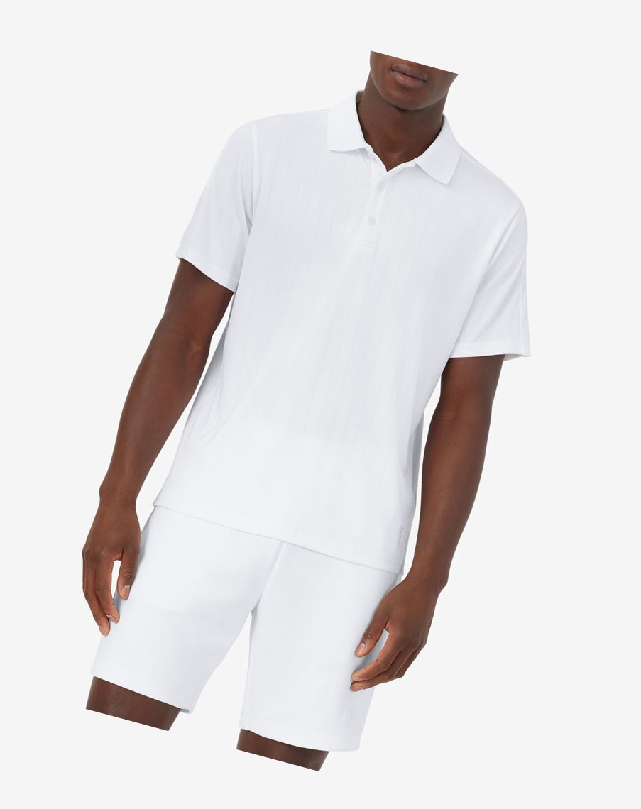 Fila White Line Pin Stripe Polo Blancas | 93TQIASXY