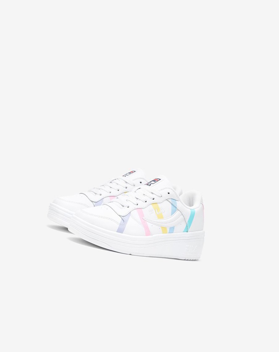 Fila Wx-100 Stripe Sneakers Blancas Azules | 28ZGNBMCL